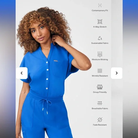 Landau 8-Pocket Cargo Scrub Jumpsuit Royal Blue NEW - Picture 4 of 11